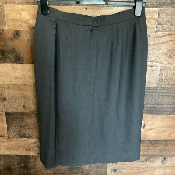 Carlisle Skirt Midi A-line Wool Blend Dark Grey Zipper Button Closure Women 14 - Picture 9 of 10